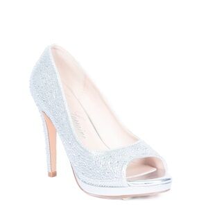 Lauren Lorraine Women’s Candy Rhinestones Embellished Peep Toe Heels Size 8 1/2